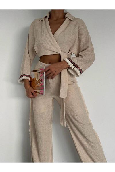 Oyer Moda Women's Crop Suit Set - Double Design