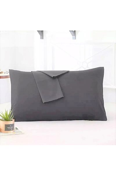 MODELHOME Anthracite Colored Cotton Fabric Pillow Case with Cover (2 PCS) 50 X 70 Cm