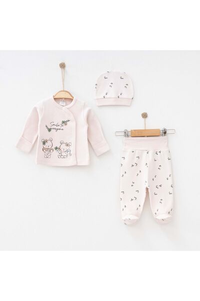 Gümüş Bebe طقم خروج من المستشفى مصنوع من القطن بنسبة 100% مع قفازات وقبعة للف...