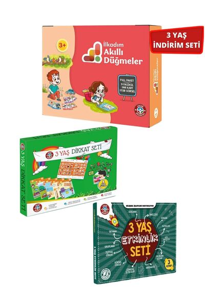 Çocuk Akademi İlkadım Akıllı Düğmeler Full Paket ve 3 Yaş Dikkat-Etkinlik Set...