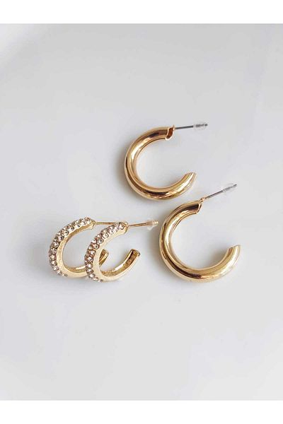 DEVİ fashion Double Hoop Model Earring Set