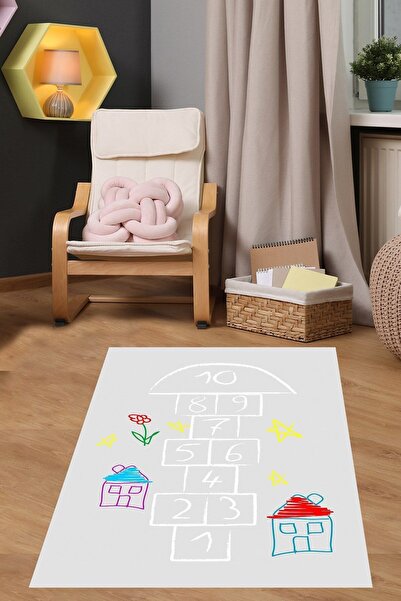 Pelangi Sek Sek Oyunlu Yıkanabilir Kaymaz Taban Leke Tutmaz Çocuk Odası Halısı