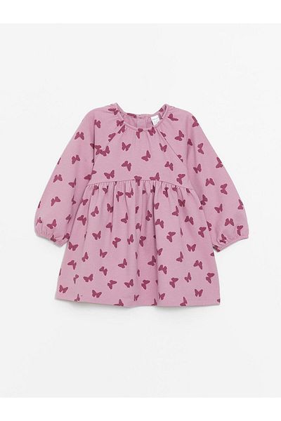 LC Waikiki Crew Neck - Long Sleeve Printed Baby Girl Dress