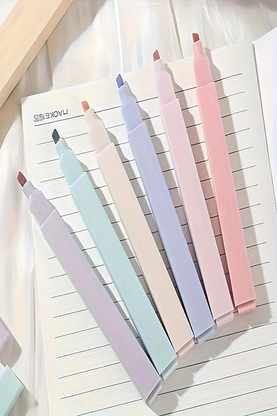Siriderya 6 Pieces Doodle Highlighter Marker Pen with Soft Head