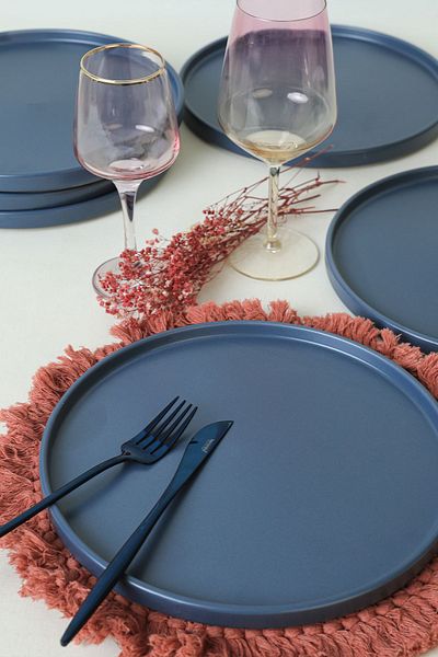 Keramika Matte Blue Stackable Serving Plate 27 Cm 6 Pieces 399
