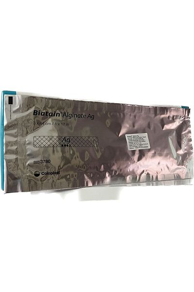 Coloplast Biatain Alginate Ag+ (silver) Wound Cover 3x44cm-10pcs