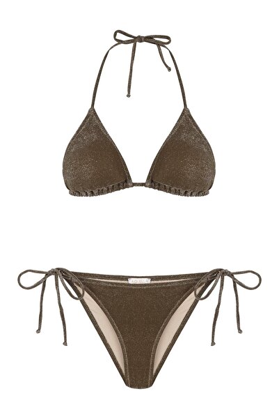 AQUELLA Σετ μπικίνι Glitter Khaki Triangle