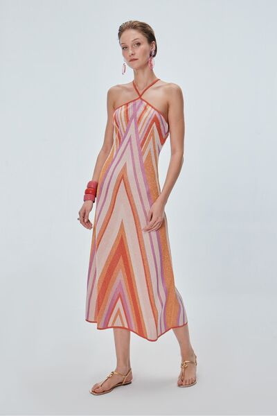 JOIN US Μίντι φόρεμα με γιακά Color Block Halter