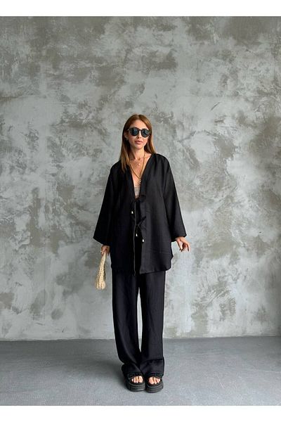 Bak'ap Linen Kimona Set - With Tie Detail