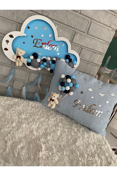 NeşeliAtölyem Ornament pentru ușă Bubble Cloud + pernă