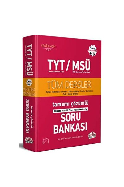 Editör Yayınevi Tyt / Msü Tüm Dersler Tamamı Çözümlü Soru Bankası