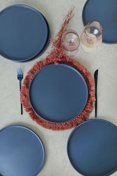 Keramika Matte Blue Stackable Serving Plate 27 Cm 6 Pieces 399