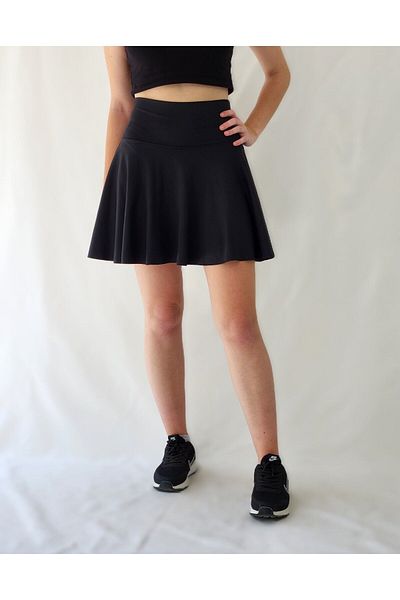 YAXİ Fusta neagră cu corset cu centură și pantaloni scurți