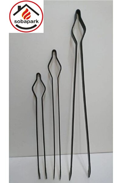 sobapark Demir Maşa Seti Ateş Maşası Köz Maşası Odun Kömür Kestane Mangal Maşası 3'lü Maşa Seti 40-50-60 cm