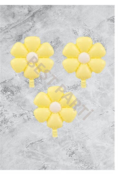 BEST PARTİ DOĞUM GÜNÜ PARTİ SÜSLERİ مجموعة بالونات ديزي فويل مكونة من 3 قطع - أصفر معكرون