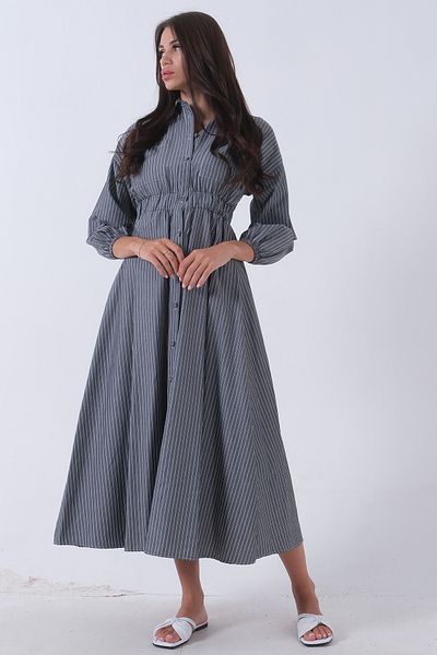 Feminist Anthracite Dress - Front Button and Elastic Waist31061446