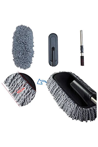 Ally Mobile Ally Mikrofiber Püsküllü Araba Yıkama Temizleme Fırçası Toz Alma Fırçası-siyah,gri