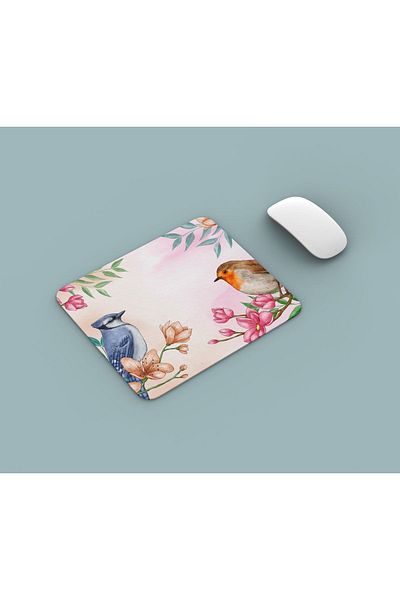 heybem Two Birds on a Branch - Non-Slip Base Mouse Pad