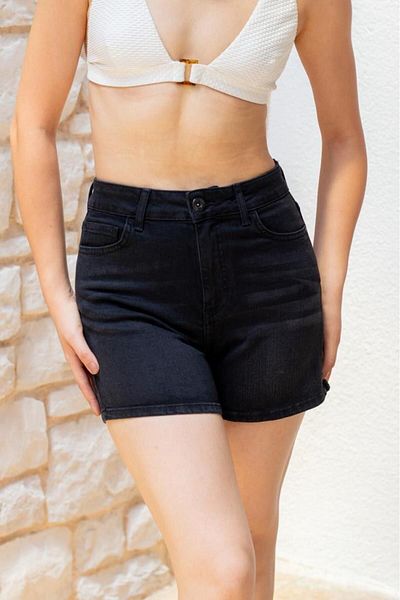 HLT JEANS Pantaloni scurți flexibili din denim pentru femei cu talie înaltă - Grinding, Lily Lycra, Mom Fit