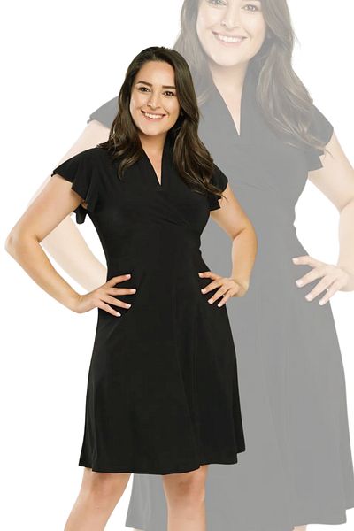 Laranor Black Double Breasted Collar Women's Dress - Day and Night Elegance 17lb9102