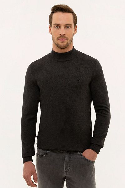Pierre Cardin Ανδρικό πλεκτό πουλόβερ Slim Fit Anthracite Melange - Half Turtleneck 50227091-vr081