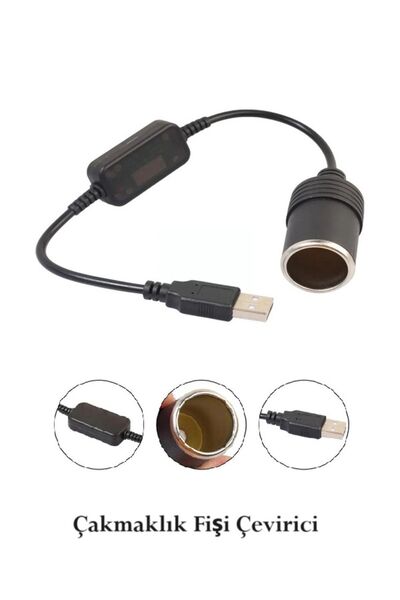 Vwin Usb 2.0 5 Volt - 2 Amper to 12 Volt- 0.8 Amper Araç Çakmak Çakmaklık Fiş...