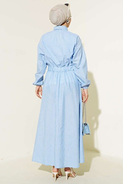 modasindoma Смугаста жіноча сукня з металевими ґудзиками