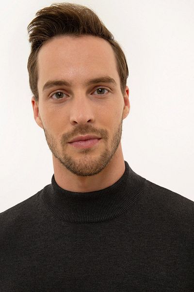 Pierre Cardin Ανδρικό πλεκτό πουλόβερ Slim Fit Anthracite Melange - Half Turtleneck 50227091-vr081