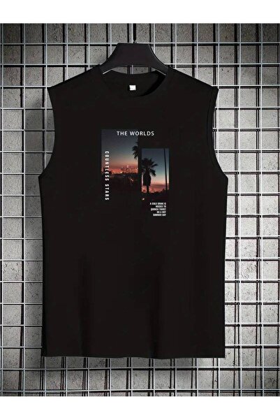 MOONBULL Men's Oversize Sleeveless T-shirt - The Worlds Printed