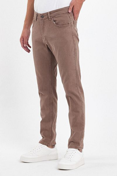 DAMGA JEANS Еластични тесни мъжки дънкиvibe - кафяви класически дънки