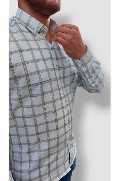 hodbehod Πουκάμισο ποιότητας Slim Fit - Μακρύ μανίκι, χωρίς τσέπη, 60% βαμβάκι 40% πολυεστέρας