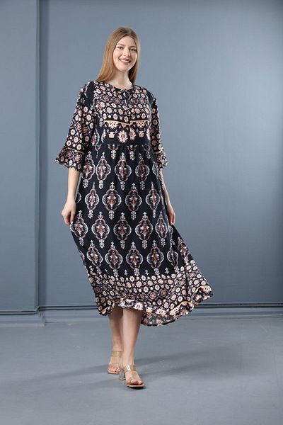 mervemoda Γυναικείο καλοκαιρινό υφαντό φόρεμα - κοντομάνικο
