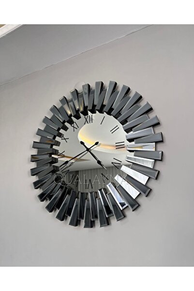 QUAL 65 cm Çapında Füme Piyano Saat