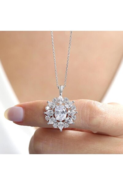 Effective Diamond Paris Işıltısı Işıltılı Gümüş Kolye