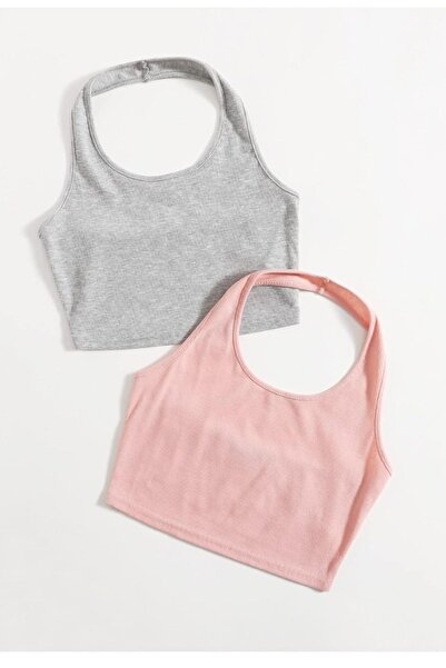 ÖZ PAMUK Μπλούζες 2 τεμαχίων Corded Crop Tank Top - Γυναικείες, Αμάνικο σταυρωτό