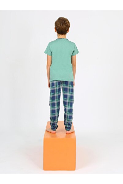 vitmo Erkek Çocuk Kısa Kollu %100 Pamuklu Düğme Detaylı Cool Boy Pijama Takımı