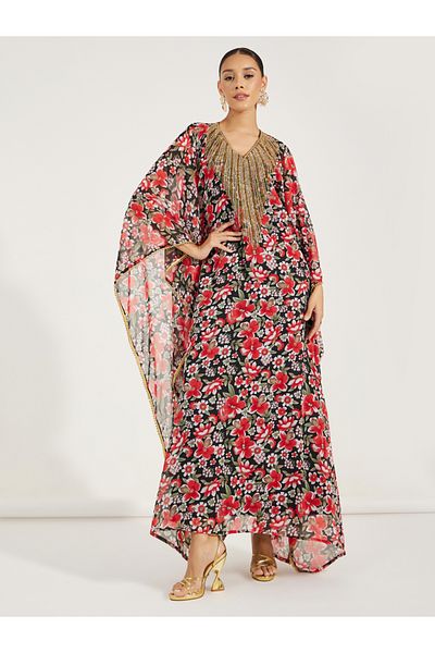 Maxim Creation By Styli Embroidery Detail V Neck Kaftan