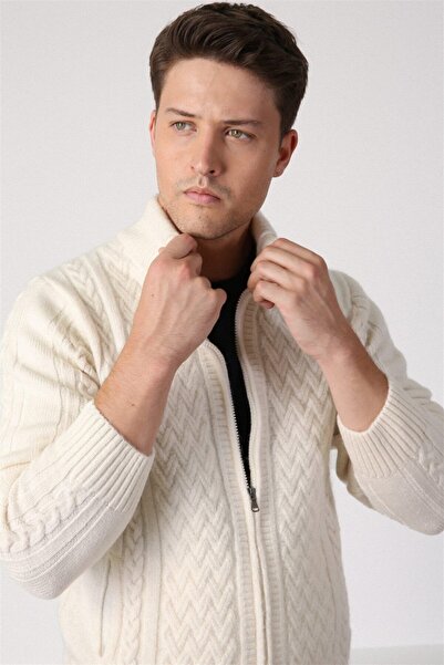 Ferraro سترة صوفية سميكة بسحاب للرجال من إكرو