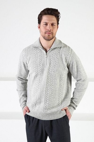 Ferraro Ανδρικό πουλόβερ A.grey με φερμουάρ 100% Lambswool