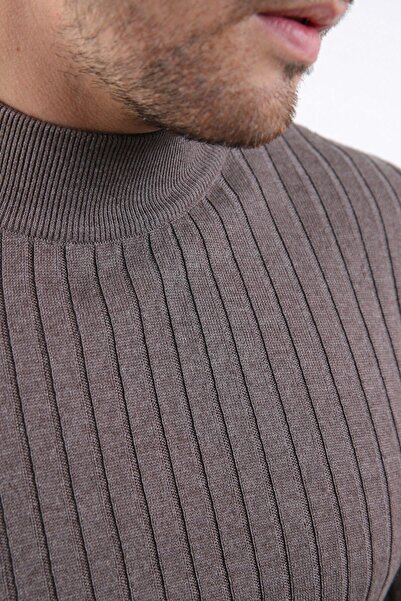 Ferraro Nescafe Half Turtleneck Ribbed Men's Cotton Sweater