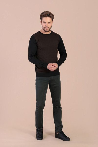 Ferraro Pulover negru din lână superfină pentru bărbați