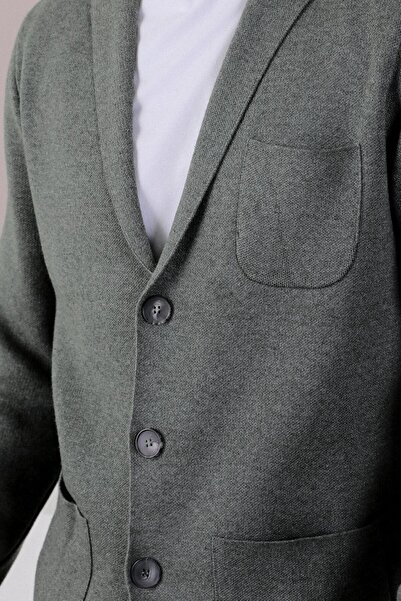 Ferraro Men's Khaki Melange Three Button Thin Cotton Knitwear Jacket