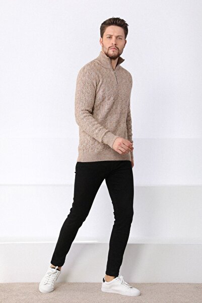 Ferraro Ανδρικό πλεκτό πουλόβερ με γιακά Camel