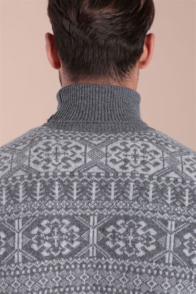 Ferraro Erkek  Füme Balıkçı Yaka Kuzu Yünü Kazak