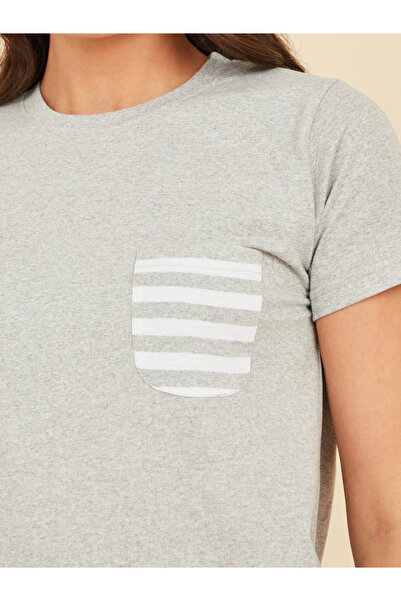 Styli Cotton Striped Pocket T-Shirt & Pyjama Set