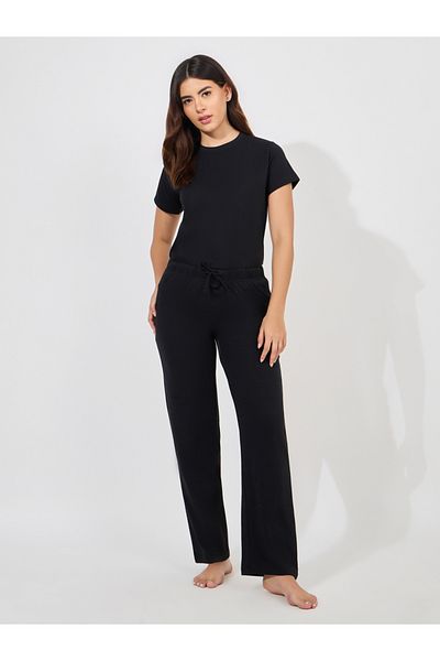 Styli Solid Cotton T-Shirt & Pyjama Set