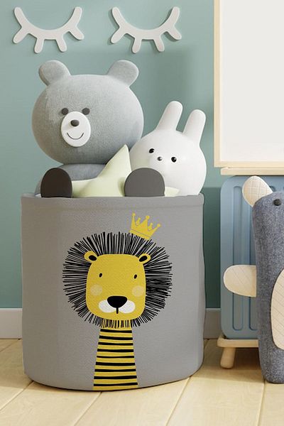 dekomingo Crowned Gray Lion Toy Basket