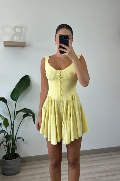 Hello Düğme Detaylı Şort Tulum Elbise