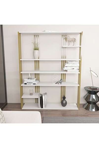 Decorotika JENNY  KİTAPLIK BEYAZ GOLD DEMİR
