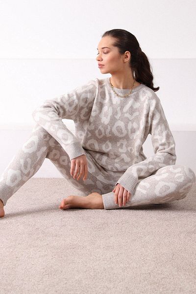 Ferraro Pulover de damă din tricot de cașmir cu imprimeu leopard